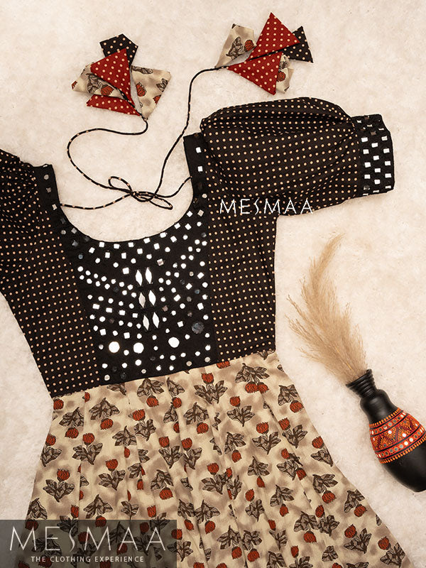 Beige brick red black floor length dress