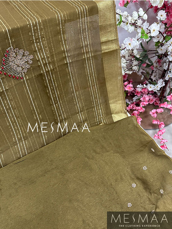 Hand embroidered pure georgette saree