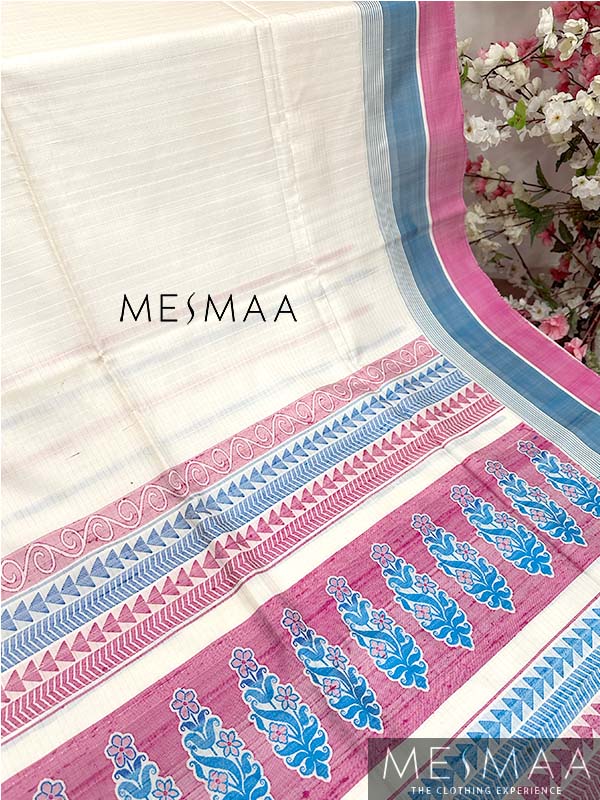 Off white thread works saree