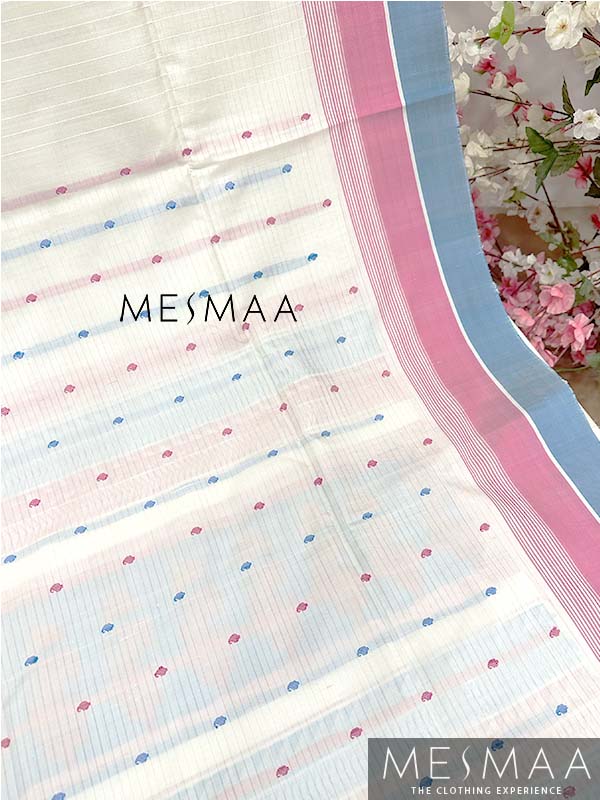 Off white thread works saree