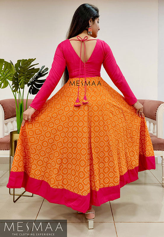 Orange Rani pink anarkali