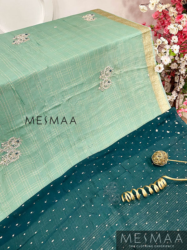 Hand embroidered pure georgette saree