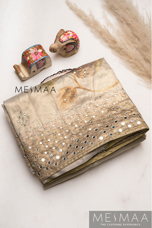 Embroidered semi-tissue sarees