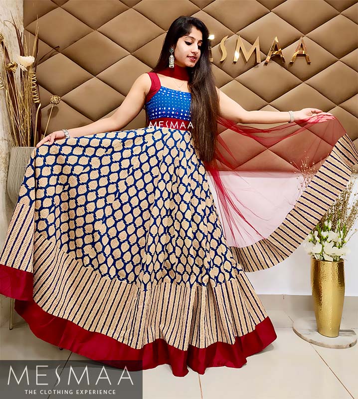 Indigo dark red floor length dress