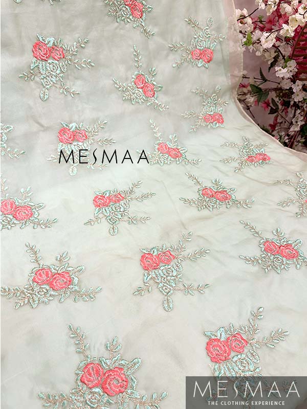 Organza embroidery saree