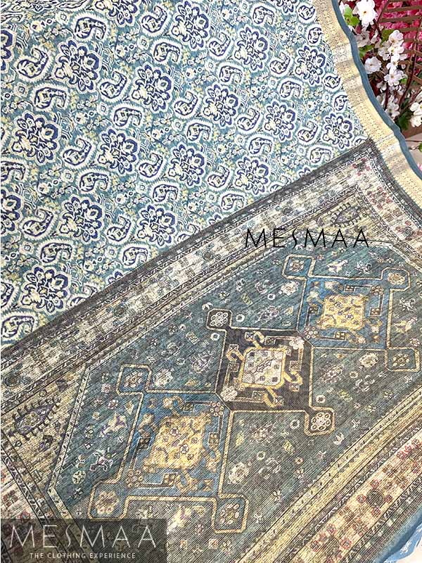 Printed organza saree