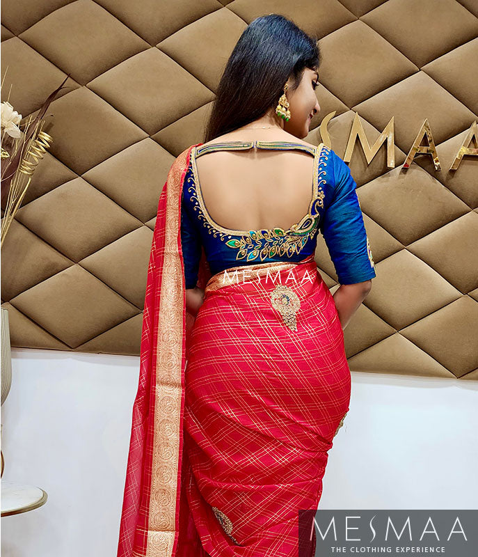 Hand embroidered pure georgette saree