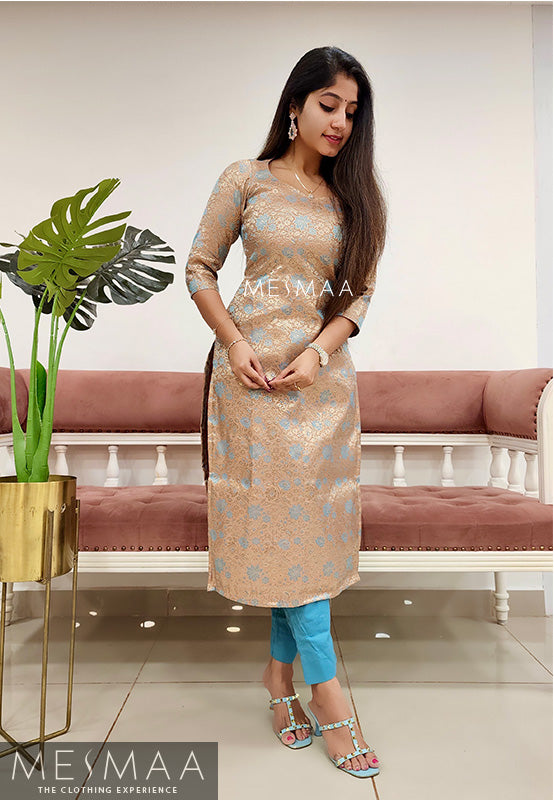 Copper blue banaras Kurti