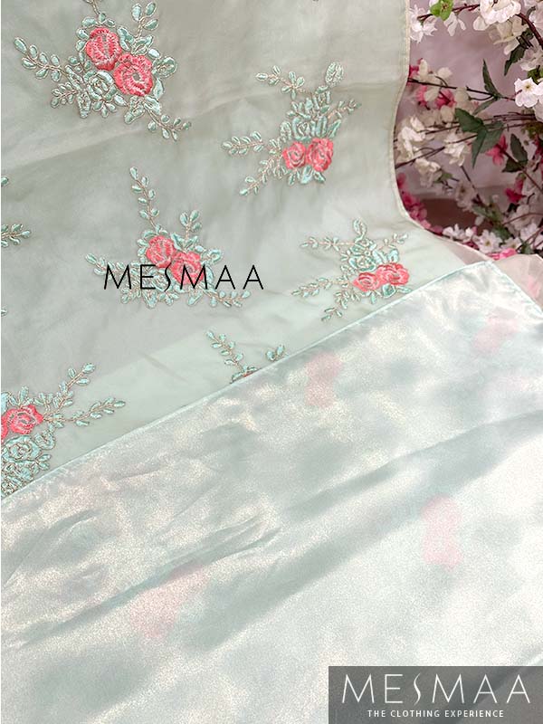 Organza embroidery saree