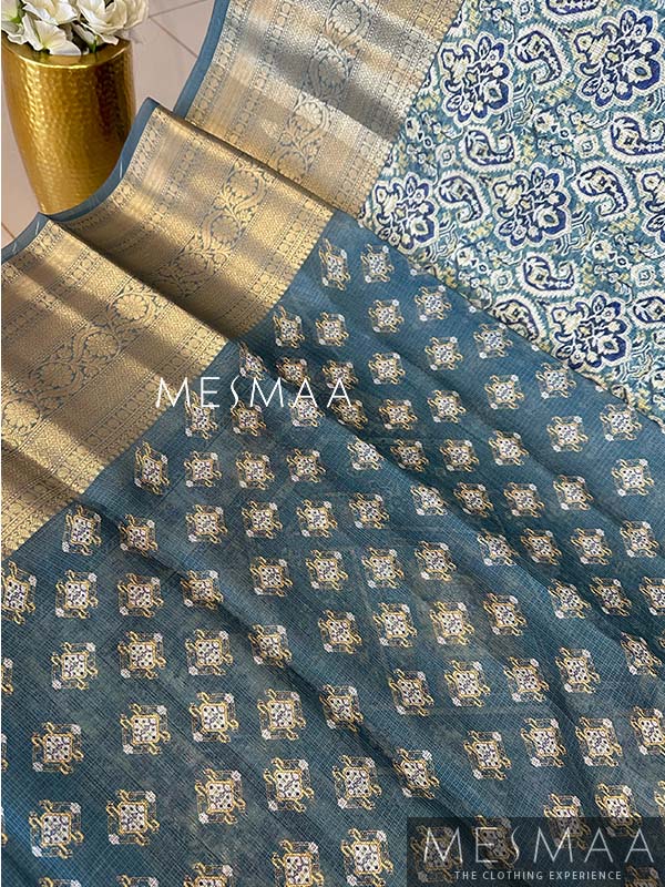 Printed organza saree