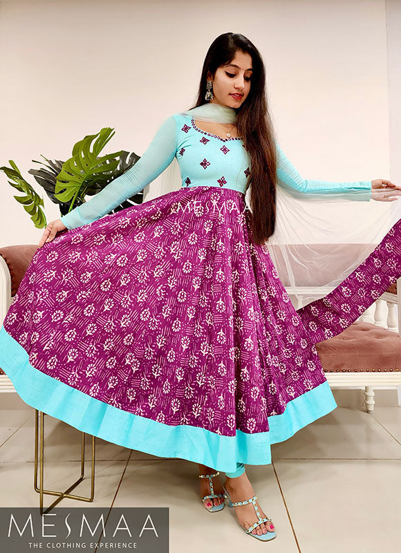 Light blue purple anarkali