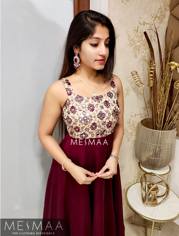 Vine half white anarkali