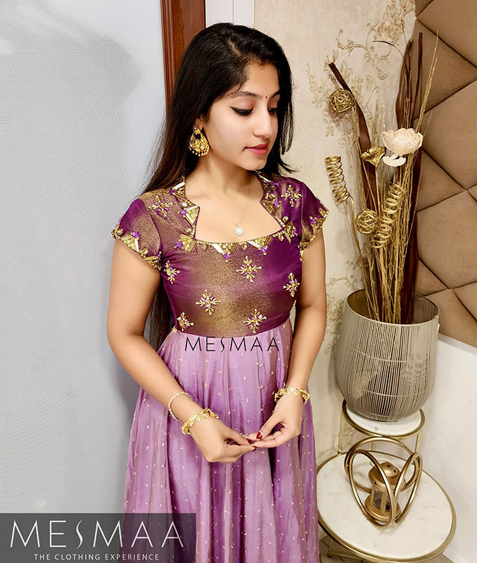 Purple vine tissue anarkali