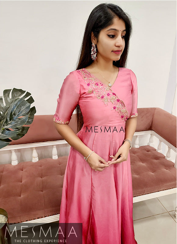 Dark pink - light pink ombré gown