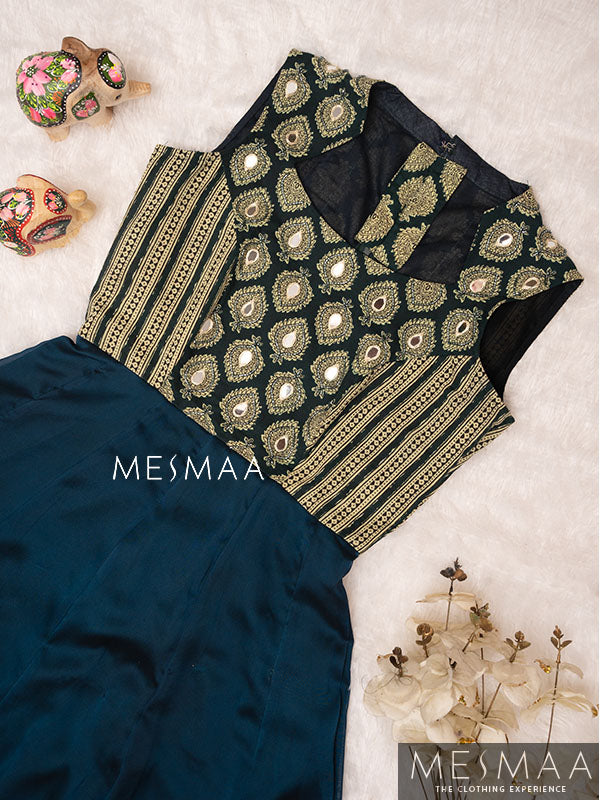 Peacock blue pale yellow anarkali