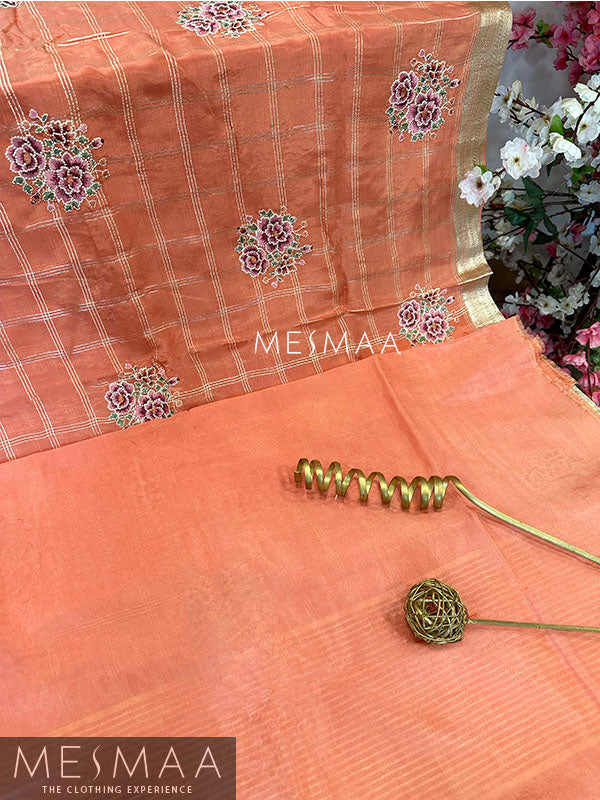 Embroidered model saree