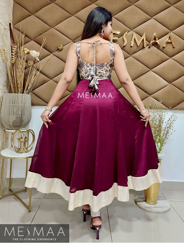 Vine half white anarkali