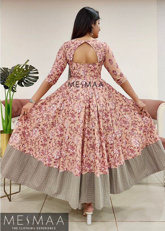 Dusty rose Grey flared anarkali Mesmaa Dusty rose Grey flared anarkali Mesmaa