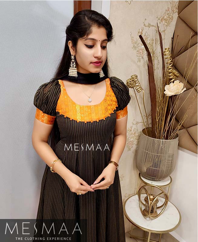 Black orange anarkali