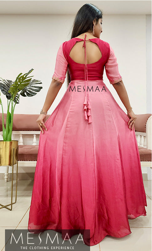 Dark pink - light pink ombré gown