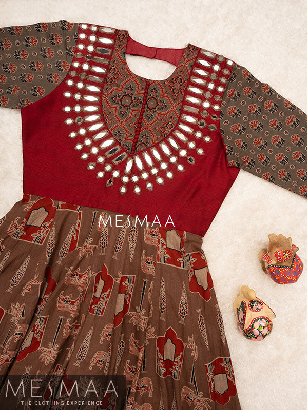 Brown dark red floor length dress