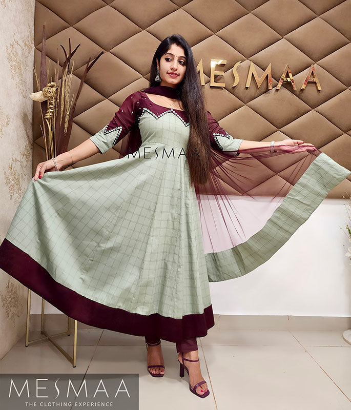 English green maroon anarkali