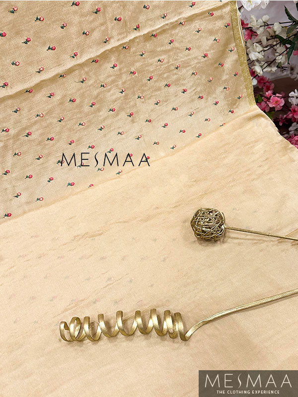 Embroidered chinnon saree