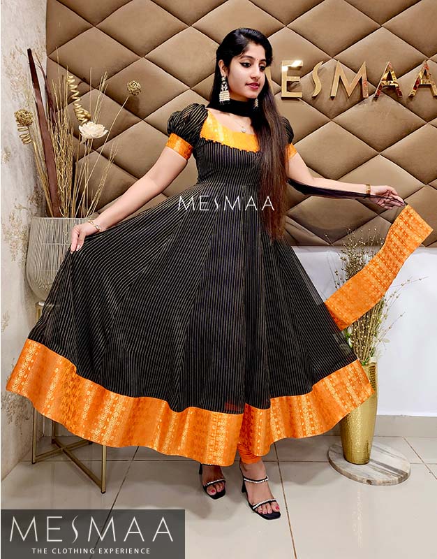 Black orange anarkali