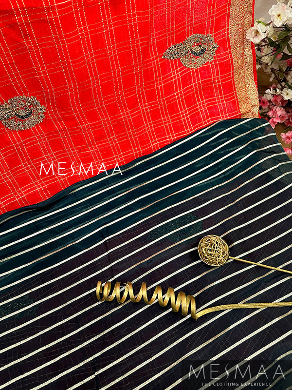 Hand embroidered pure georgette saree