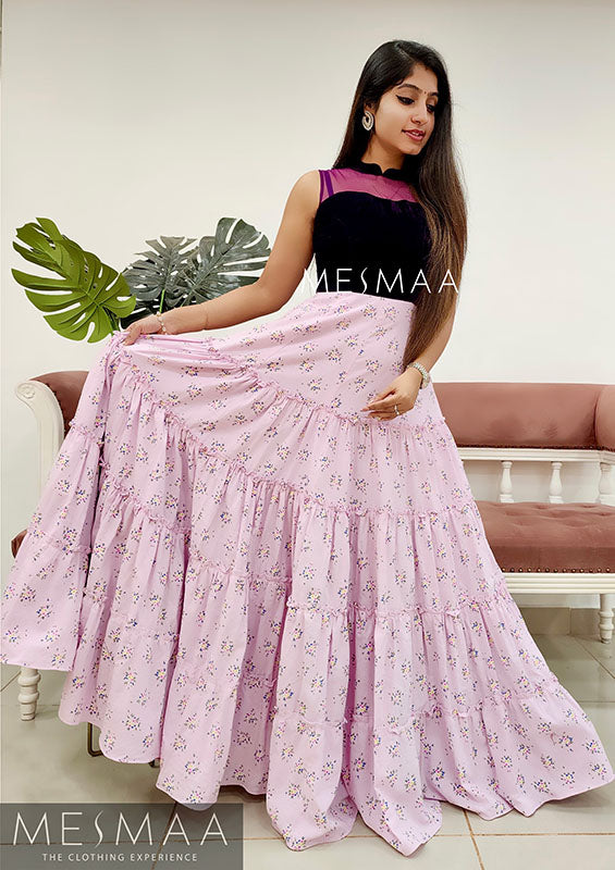 Purple lilac floral gown