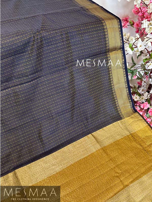 zari checks navy blue saree