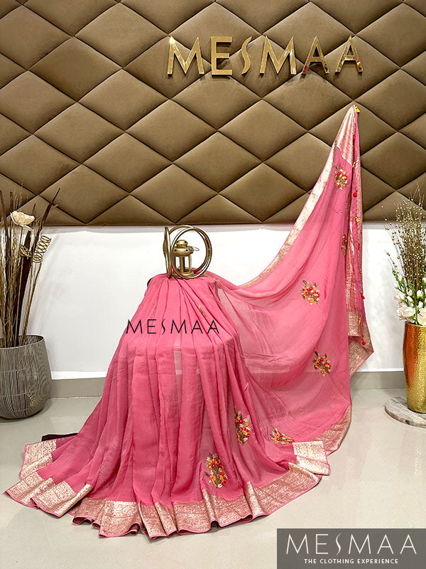 Georgette embroidered saree