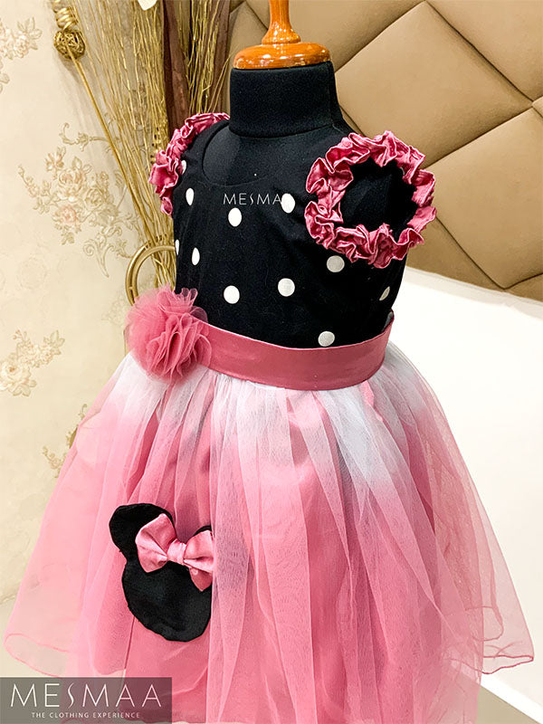 Black pink mickey kids gown