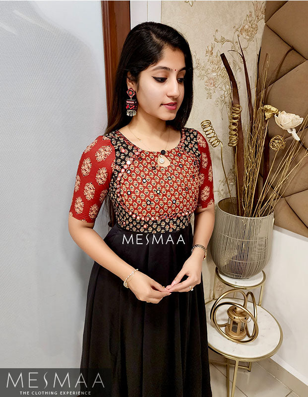 Black brick red anarkali