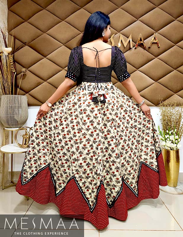 Beige brick red black floor length dress