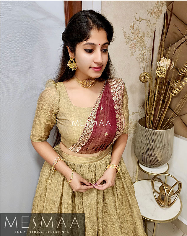 Gold maroon lehenga