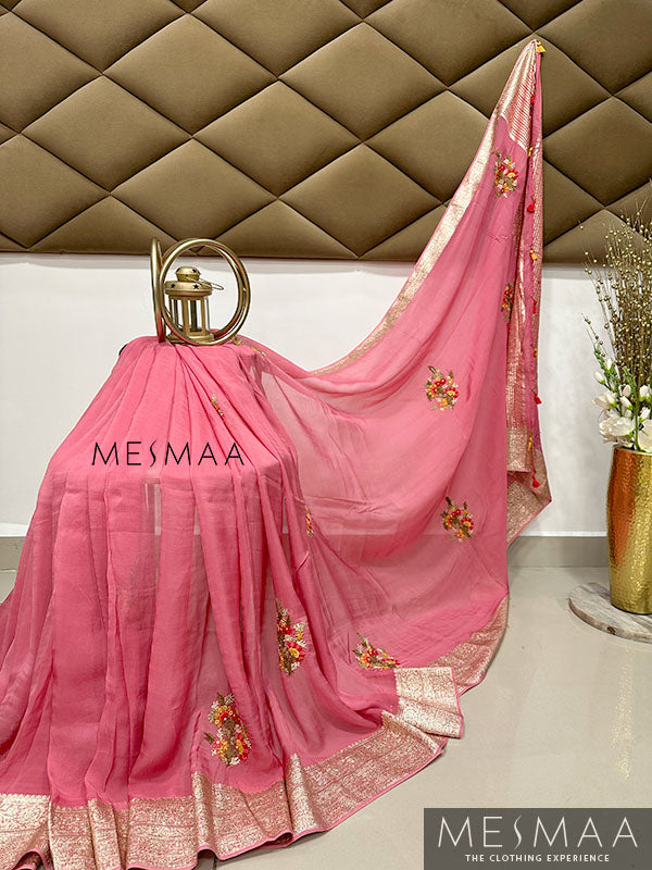 Georgette embroidered saree