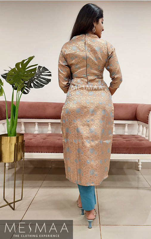 Copper blue banaras Kurti