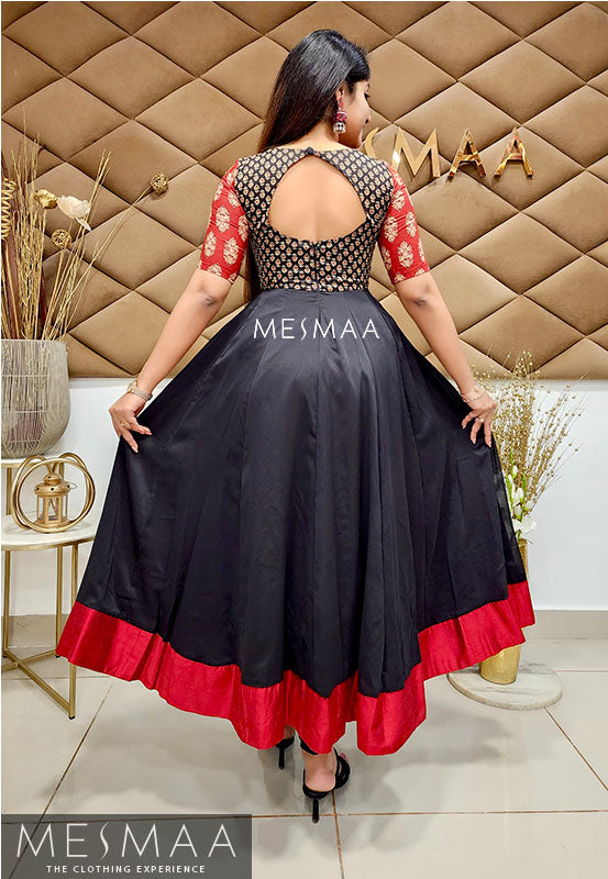 Black brick red anarkali
