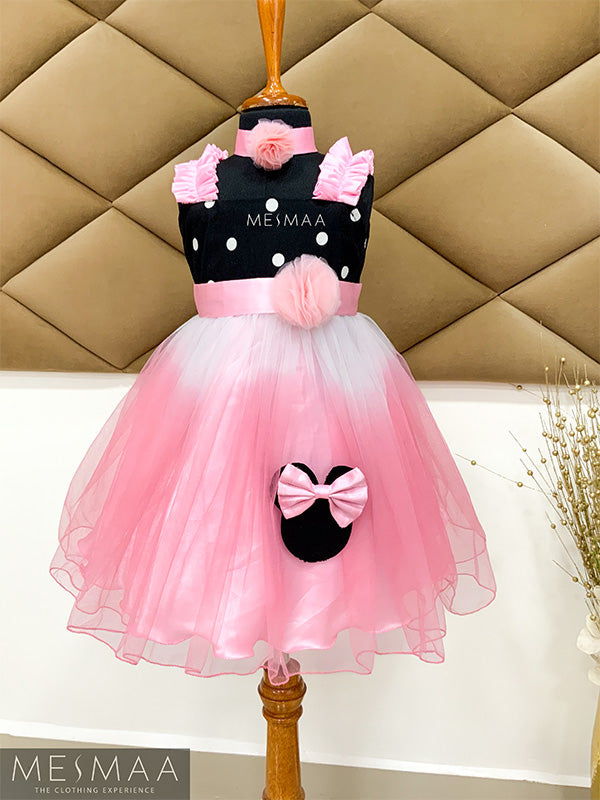Black pink mickey kids gown