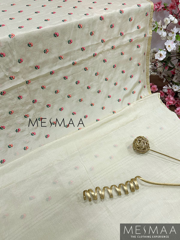 Embroidered chinnon saree