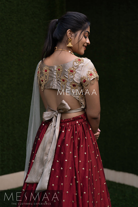 Beige brown lehenga