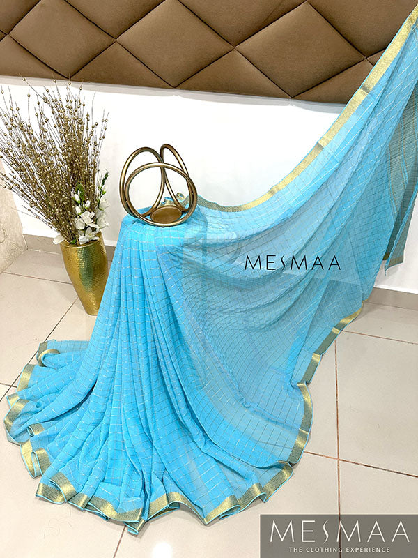 Blue georgette Saree