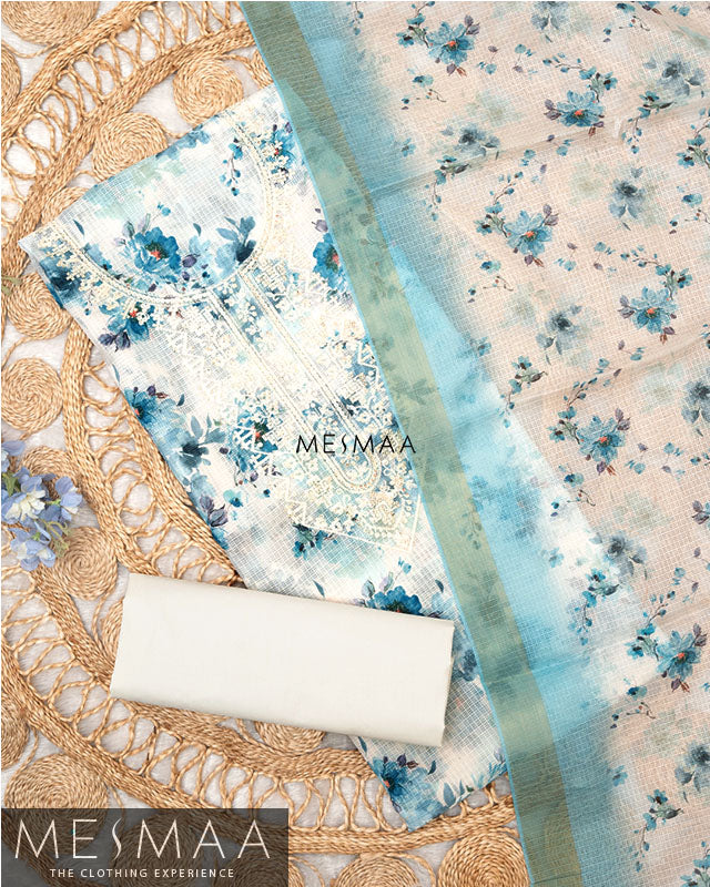 Linen Fabric With Floral Printed Suits