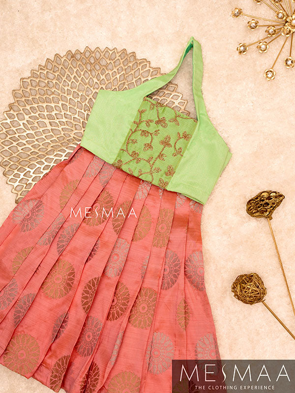 Mint green pink crop top skirt for kids