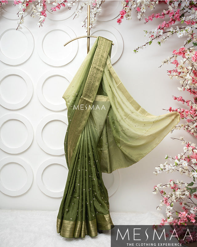 Pure chinon silk ombre sarees