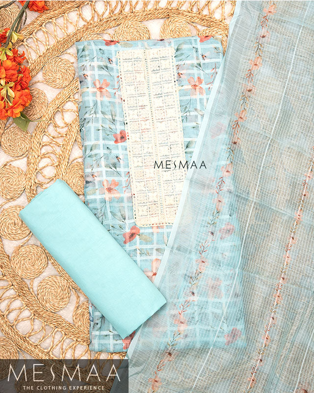 Linen Fabric With Floral Printed Suits