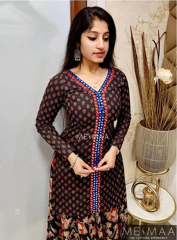 Black maroon sharara set