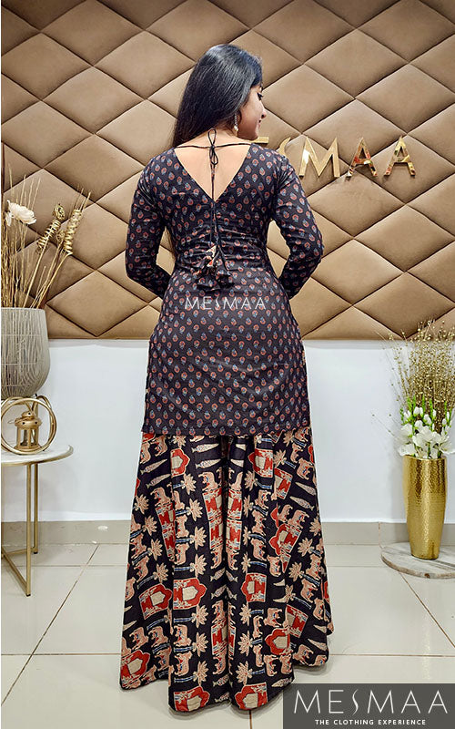Black maroon sharara set