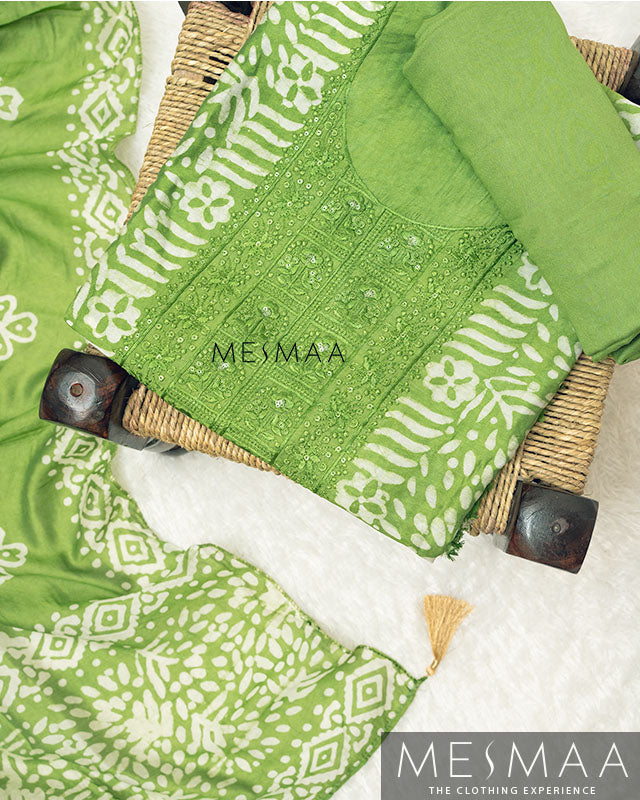 Chanderi silk with jaipur print silk suits